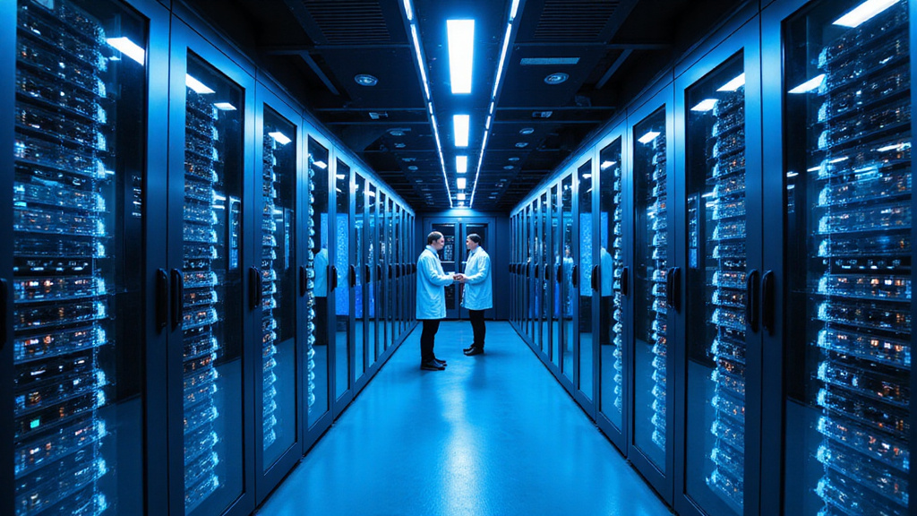 Modern adatközpont belső tere SSD szerverekkel